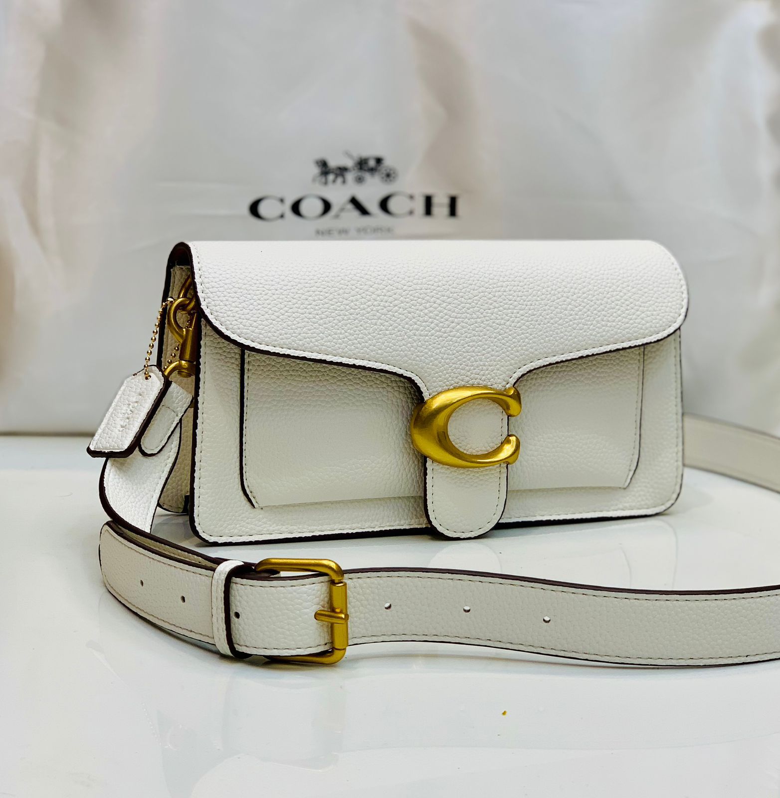 Original Coach Tabby Shoulder Bag With Cherry Charm Key Chain 🍒