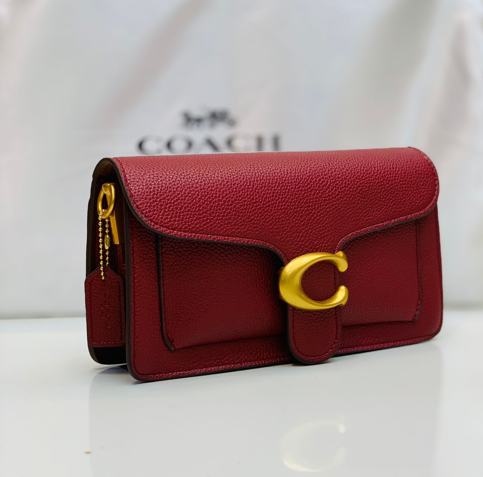 Original Coach Tabby Shoulder Bag With Cherry Charm Key Chain 🍒